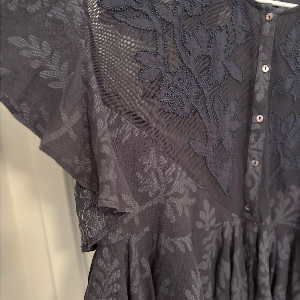 Anthropologie lace blue peplum blouse - Picture 2 of 5
